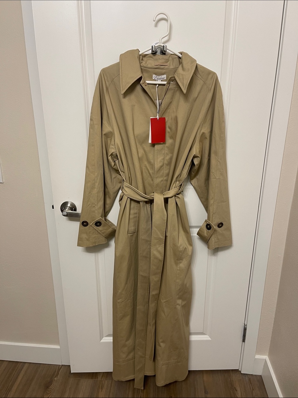 L’academie Long Trench Coat in Khaki